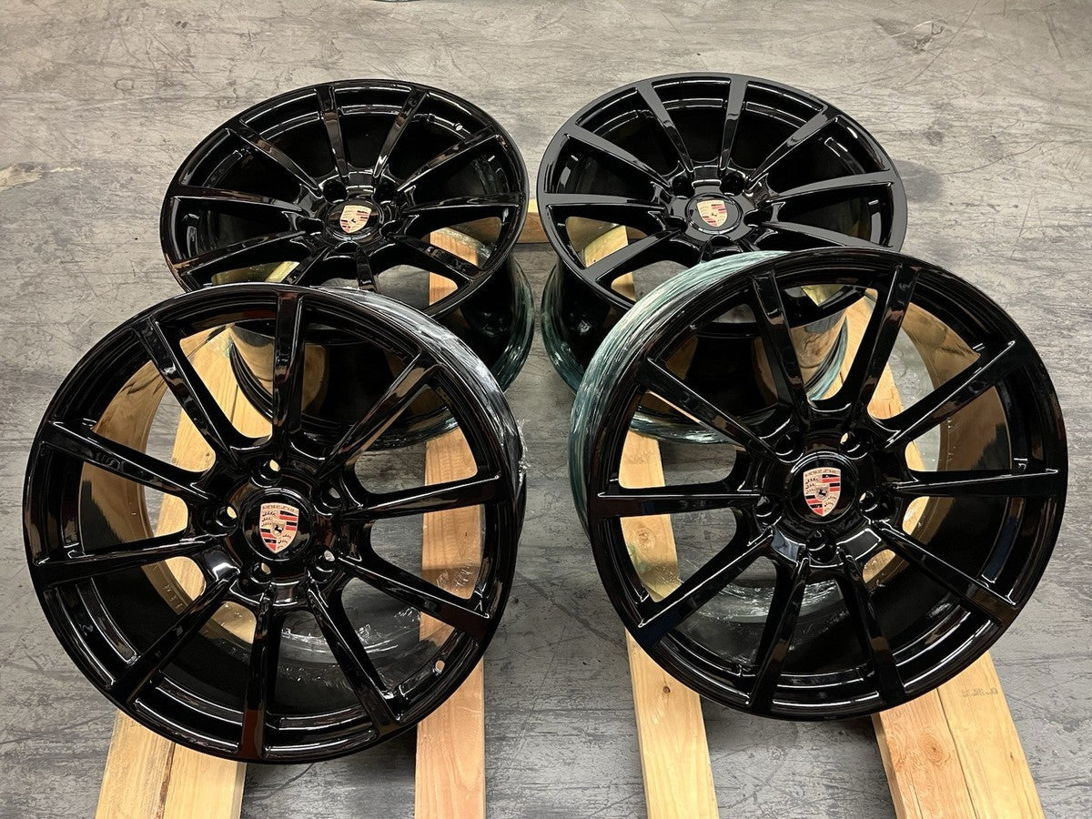 20" OEM PORSCHE 911 991 GTS CARRERA CLASSIC BLACK WHEELS RIMS FACTORY